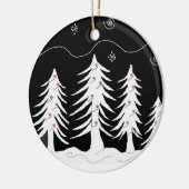 Weihnachtsbäume in Schwarz und Weiß Keramik Ornament (Links)