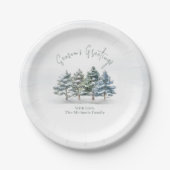 Weihnachtsbaume in Wasserfarbe der Jahreszeit Pappteller (Vorderseite)