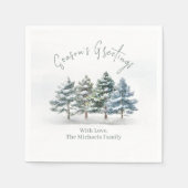 Weihnachtsbaume in Wasserfarbe der Jahreszeit Serviette (Vorderseite)