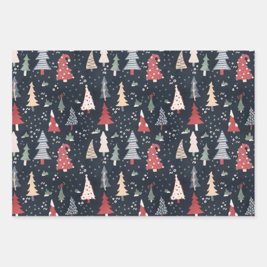 Weihnachtsbäume & Kakaowrapping Paper Sheets Geschenkpapier Set (Vorderseite)