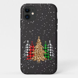 Weihnachtsbäume Kariert & Leopard Print Snowflakes Case-Mate iPhone Hülle