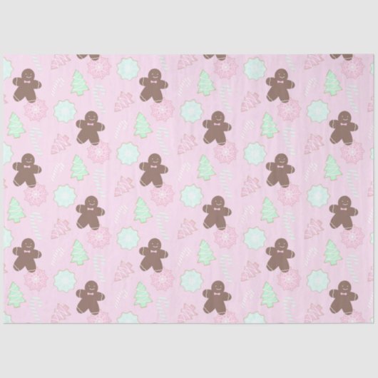 Weihnachtsbäume Kekse Bonbons Rosa Weihnachten Seidenpapier (Vorderseite)