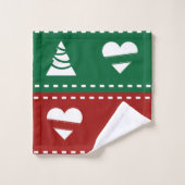 Weihnachtsbäume, Kränze, Herz und Sterne Badhandtuch Set (Waschlappen)