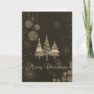 Weihnachtsbäume, Kugeln, Schneeflocken Feiertag Feiertagskarte