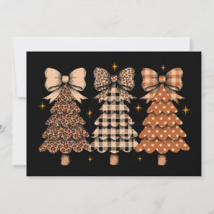 Weihnachtsbäume Leopard Kariert Schleife Weihnacht Einladung