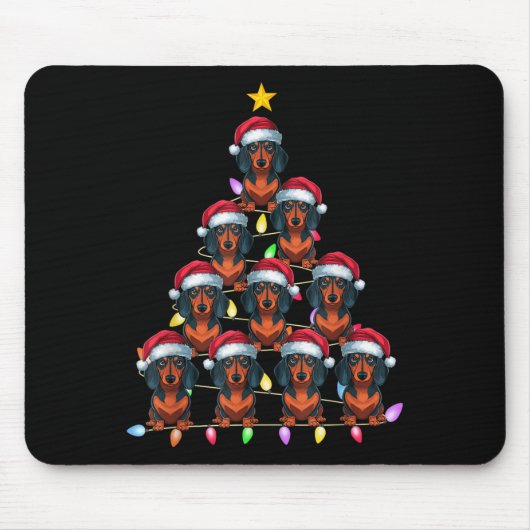 Weihnachtsbäume Lichter Männer Frauen Santa Dackel Mousepad (Vorne)