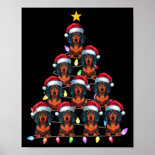 Weihnachtsbäume Lichter Männer Frauen Santa Dackel Poster (Vorne)