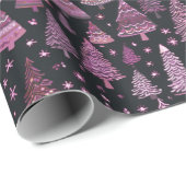 Weihnachtsbäume Lila Geschenkpapier (Rolleneckpunkt)