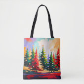 Weihnachtsbäume Malerei Landschaft Tasche (Vorderseite)