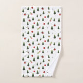 Weihnachtsbäume, Mistletoe & Geschenke Badhandtuch Set (Handtuch)