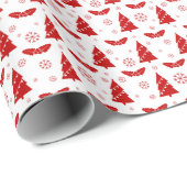 Weihnachtsbäume, Mistletos und Schneeflocken Geschenkpapier (Rolleneckpunkt)