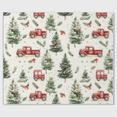 Weihnachtsbäume mit alten roten LKW Geschenkpapier (Flach)
