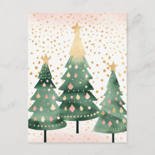 Weihnachtsbäume mit bunten Kugeln Postkarte