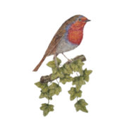 Weihnachtsbäume mit Efeu und Robinen Polyester Weihnachtsbaumdecke