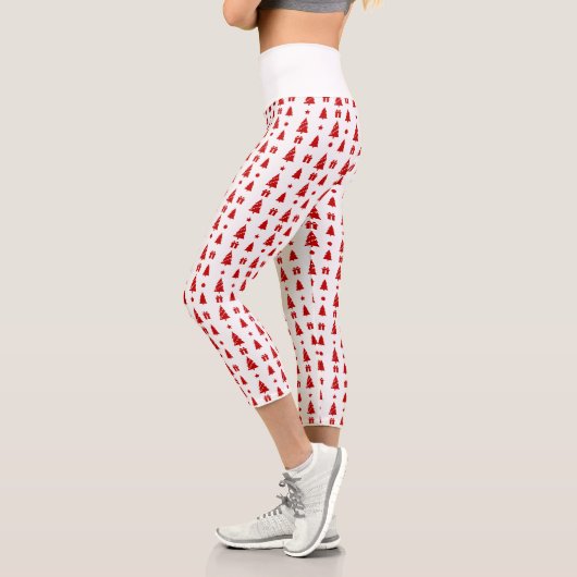 Weihnachtsbäume mit Geschenkboxen Muster Hoch Capri Leggings (Links)