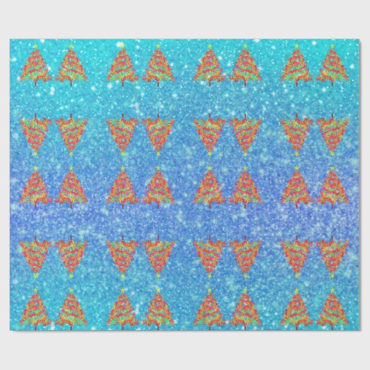 Weihnachtsbäume mit Glitzern-Muster Geschenkpapier (Flach)