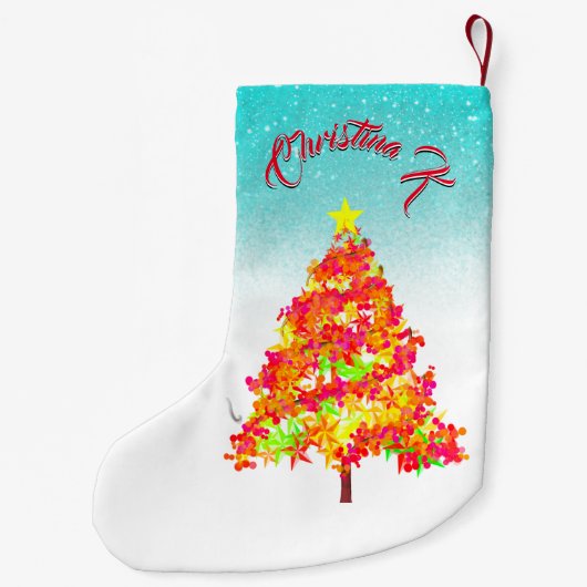 Weihnachtsbäume mit Glitzern-Muster Kleiner Weihnachtsstrumpf (Rückseite)