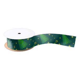Weihnachtsbäume mit Gold Stars Ribbon Satinband