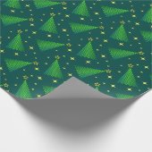 Weihnachtsbäume mit Goldstars Geschenkpapier (Ecke)
