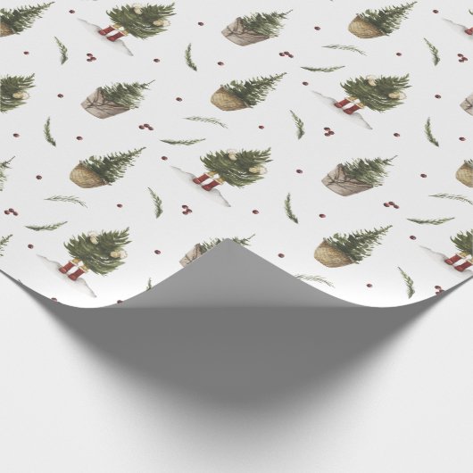 Weihnachtsbäume mit kleinen Stiefeln Geschenk Geschenkpapier (Ecke)