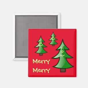 Weihnachtsbäume mit lächelnden Gesichtern Magnet