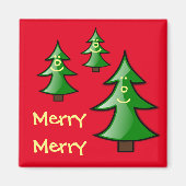 Weihnachtsbäume mit lächelnden Gesichtern Magnet (Vorne)
