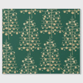 Weihnachtsbäume mit Ornamenten beladen grün Geschenkpapier (Flach)