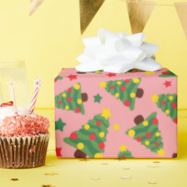 Weihnachtsbäume mit Ornamenten nahtlos Geschenkpapier