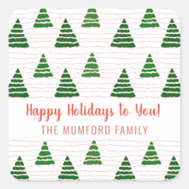 Weihnachtsbäume mit Perlenmuster Quadratischer Aufkleber