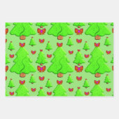 Weihnachtsbäume mit roten Schleifen Geschenkpapier Set (Vorderseite 2)