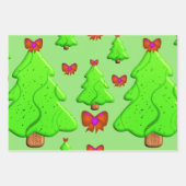 Weihnachtsbäume mit roten Schleifen Geschenkpapier Set (Vorderseite)