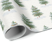 Weihnachtsbäume mit Schnee als Geschenk Geschenkpapier (Rolleneckpunkt)