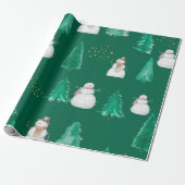Weihnachtsbäume mit Schneemännern Geschenkpapier (Ungerollt)