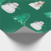 Weihnachtsbäume mit Schneemännern Geschenkpapier (Ecke)