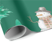 Weihnachtsbäume mit Schneemännern Geschenkpapier (Rolleneckpunkt)