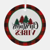 Weihnachtsbäume mit Schwarz und Rot Kariert Ornament Aus Glas (Rückseite)