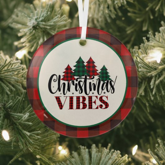 Weihnachtsbäume mit Schwarz und Rot Kariert Ornament Aus Glas (InSitu)