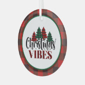 Weihnachtsbäume mit Schwarz und Rot Kariert Ornament Aus Glas (Vorderseite links)