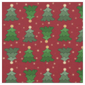 Weihnachtsbäume mit Sternen auf Custom Red Stoff (Nahaufnahme)
