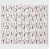 Weihnachtsbäume mit stilisierten Waldbäumen Geschenkpapier (Flach)