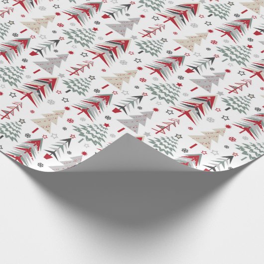 Weihnachtsbäume mit stilisierten Waldbäumen Geschenkpapier (Ecke)