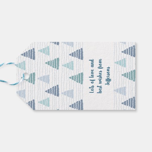 Weihnachtsbäume mit subtilen Perlenkärtchen Geschenkanhänger (Rückseite Horizontal)