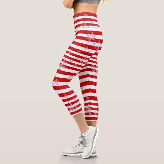 Weihnachtsbäume, mit Süßigkeiten gestreift, Leggin Capri Leggings (Links)