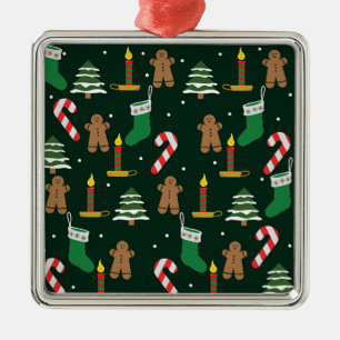 Weihnachtsbäume mit Zuckermännchen, Ornament Aus Metall
