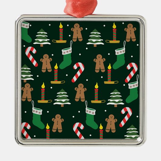 Weihnachtsbäume mit Zuckermännchen, Ornament Aus Metall (Vorne)