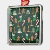 Weihnachtsbäume mit Zuckermännchen, Ornament Aus Metall (Links)