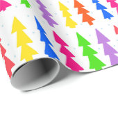 Weihnachtsbäume Mitte des Jahrhunderts mehrfarbig Geschenkpapier (Rolleneckpunkt)