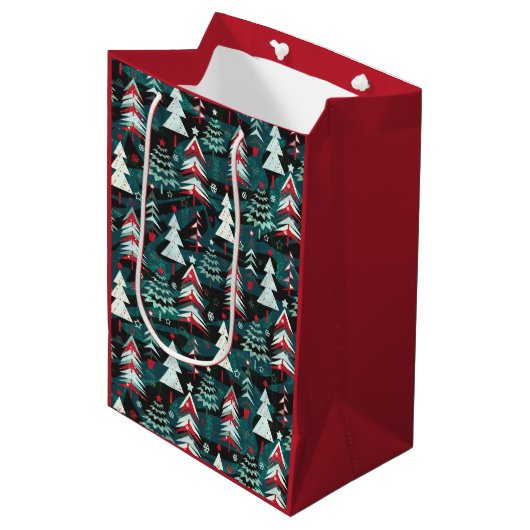 Weihnachtsbäume. Mittlere Geschenktüte (Vorderseite Schrägansicht)