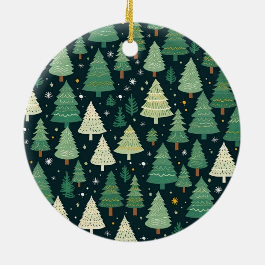 Weihnachtsbäume Modernes Sage Green Pattern Party Keramik Ornament (Hinten)