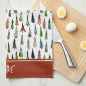 Weihnachtsbäume Monogramm Küchentuch (Viertel Falte)